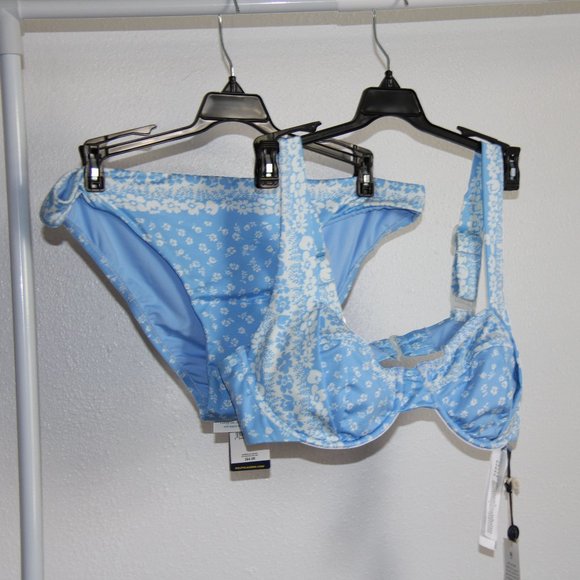 NWT Polo Ralph Lauren Underwire Bikini 2 piece Set Daisy Blue L - Picture 3 of 5